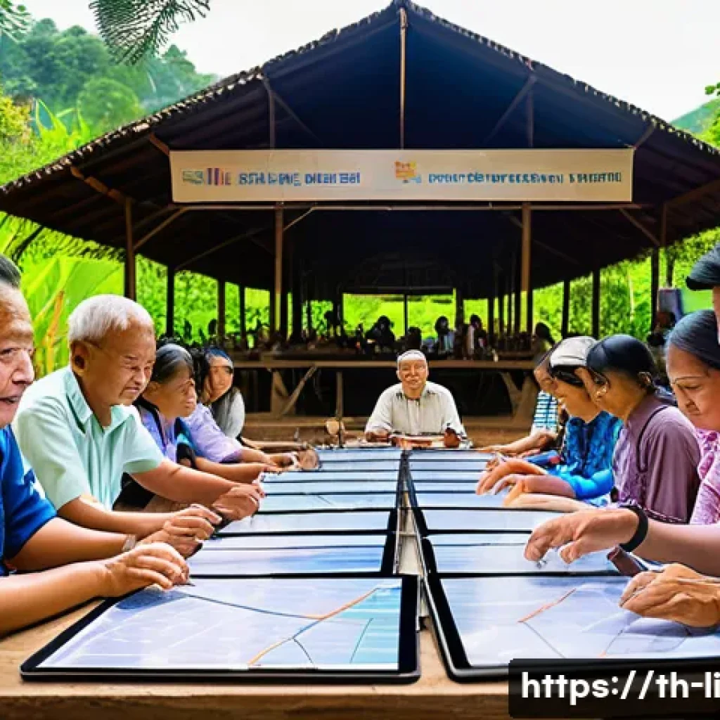 융합 연구에서의 지속 가능한 개발 목표 - A vibrant community workshop in a Thai rural village, where diverse groups of people including resea...