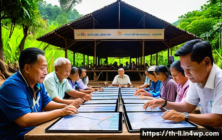 융합 연구에서의 지속 가능한 개발 목표 - A vibrant community workshop in a Thai rural village, where diverse groups of people including resea...