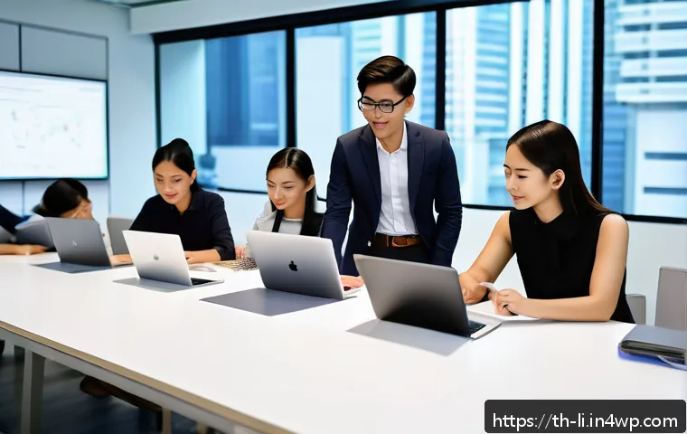 융합 연구의 인재 양성 전략 - A modern corporate training workshop scene in a bright, spacious office in Bangkok, Thailand, showin...