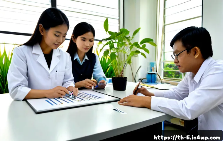 Home 17 융합 연구의 기초 이론 - Photorealistic university research workspace in Thailand, a diverse team of Thai scientists and engi...